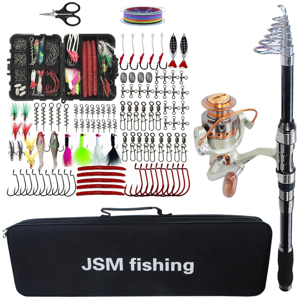 Fishing Rod Combo tools Kit Spinning Telescopic Fishing Rod Reel Set with Line Lures Hooks Fishing Bag Accessories