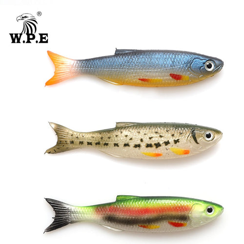 W.P.E Soft Lure 1pcs 9cm 7g 3D Eyes Soft Bait Silicone Rubber Body Swimbait Shad Crankbait Minnow Worms Wobblers Jig Bass Tackle