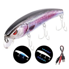 Load image into Gallery viewer, 12.5cm 26g Jerkbait Electric Vibration LED Fishing Light Attractant Lure Twitching Bait Rechargeable Lures Wobblers Minnow Bass