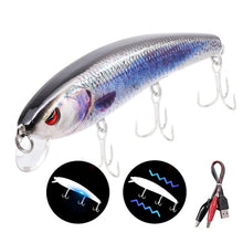 Load image into Gallery viewer, 12.5cm 26g Jerkbait Electric Vibration LED Fishing Light Attractant Lure Twitching Bait Rechargeable Lures Wobblers Minnow Bass