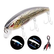 Load image into Gallery viewer, 12.5cm 26g Jerkbait Electric Vibration LED Fishing Light Attractant Lure Twitching Bait Rechargeable Lures Wobblers Minnow Bass