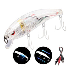 Load image into Gallery viewer, 12.5cm 26g Jerkbait Electric Vibration LED Fishing Light Attractant Lure Twitching Bait Rechargeable Lures Wobblers Minnow Bass