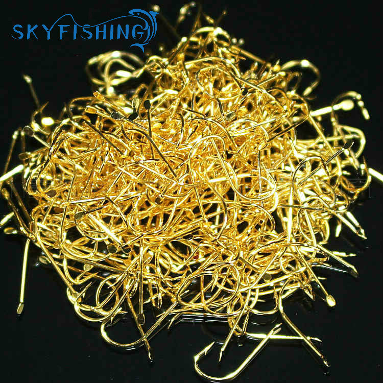 Free Shipping hot sale  100 pieces of high carbon steel golden fishing hooks 1-8 # size fishing equipment accessories