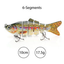 Load image into Gallery viewer, TREHOOK Sinking Wobblers Fishing Lures 10cm 17.5g 6 Multi Jointed Swimbait Hard Artificial Bait Pike/Bass Fishing Lure Crankbait