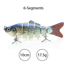 Load image into Gallery viewer, TREHOOK Sinking Wobblers Fishing Lures 10cm 17.5g 6 Multi Jointed Swimbait Hard Artificial Bait Pike/Bass Fishing Lure Crankbait