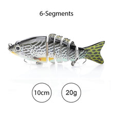 Load image into Gallery viewer, TREHOOK Sinking Wobblers Fishing Lures 10cm 17.5g 6 Multi Jointed Swimbait Hard Artificial Bait Pike/Bass Fishing Lure Crankbait