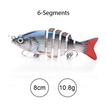 Load image into Gallery viewer, TREHOOK Sinking Wobblers Fishing Lures 10cm 17.5g 6 Multi Jointed Swimbait Hard Artificial Bait Pike/Bass Fishing Lure Crankbait