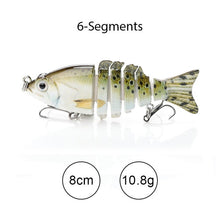 Load image into Gallery viewer, TREHOOK Sinking Wobblers Fishing Lures 10cm 17.5g 6 Multi Jointed Swimbait Hard Artificial Bait Pike/Bass Fishing Lure Crankbait