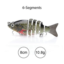 Load image into Gallery viewer, TREHOOK Sinking Wobblers Fishing Lures 10cm 17.5g 6 Multi Jointed Swimbait Hard Artificial Bait Pike/Bass Fishing Lure Crankbait