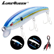 Load image into Gallery viewer, 12.5cm 26g Jerkbait Electric Vibration LED Fishing Light Attractant Lure Twitching Bait Rechargeable Lures Wobblers Minnow Bass