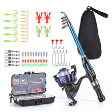 Load image into Gallery viewer, Blusea Fishing Rod Reel Combo Full Kit 1.3m Telescopic Fishing Rod Spinning Reel Set with Hooks Lures Barrel Swivels Storage Bag