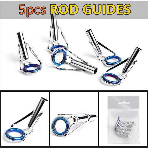 5Pcs/pack Tip Eye Top Durable Tackle Guide Ring Repair Kit Professional Fishing Rod Stainless Steel Parts Circle DIY