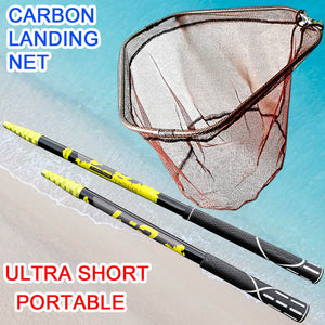 Fishing landing hand Nets 4M 3M 2.1M Folding Carbon rod Nylon Collapsible steel Tackle  tank Hole Depth Dipfor fishing