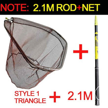 Load image into Gallery viewer, Fishing landing hand Nets 4M 3M 2.1M Folding Carbon rod Nylon Collapsible steel Tackle  tank Hole Depth Dipfor fishing