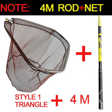 Load image into Gallery viewer, Fishing landing hand Nets 4M 3M 2.1M Folding Carbon rod Nylon Collapsible steel Tackle  tank Hole Depth Dipfor fishing