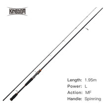 Load image into Gallery viewer, Kingdom Fishing Rod Lure Fishing 2&amp;3 Sections 1.95/1.98/2.13/2.4/2.7/3.0m ML M MH Power Good Quality Straight For Bass Perch