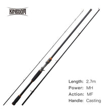 Load image into Gallery viewer, Kingdom Fishing Rod Lure Fishing 2&amp;3 Sections 1.95/1.98/2.13/2.4/2.7/3.0m ML M MH Power Good Quality Straight For Bass Perch