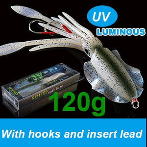 SUNMILE Fishing Soft Lure 20g/60g/80g/100g/120g/150g 15cmm/20cm Luminous/UV Squid Jig Fishing Lures For Sea Fishing Wobbler Bait