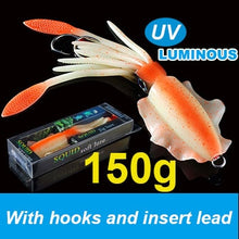 Load image into Gallery viewer, SUNMILE Fishing Soft Lure 20g/60g/80g/100g/120g/150g 15cmm/20cm Luminous/UV Squid Jig Fishing Lures For Sea Fishing Wobbler Bait