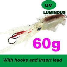 Load image into Gallery viewer, SUNMILE Fishing Soft Lure 20g/60g/80g/100g/120g/150g 15cmm/20cm Luminous/UV Squid Jig Fishing Lures For Sea Fishing Wobbler Bait