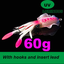 Load image into Gallery viewer, SUNMILE Fishing Soft Lure 20g/60g/80g/100g/120g/150g 15cmm/20cm Luminous/UV Squid Jig Fishing Lures For Sea Fishing Wobbler Bait