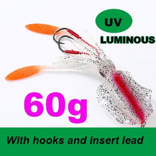 Load image into Gallery viewer, SUNMILE Fishing Soft Lure 20g/60g/80g/100g/120g/150g 15cmm/20cm Luminous/UV Squid Jig Fishing Lures For Sea Fishing Wobbler Bait