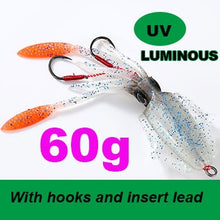 Load image into Gallery viewer, SUNMILE Fishing Soft Lure 20g/60g/80g/100g/120g/150g 15cmm/20cm Luminous/UV Squid Jig Fishing Lures For Sea Fishing Wobbler Bait