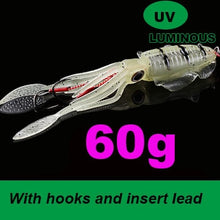 Load image into Gallery viewer, SUNMILE Fishing Soft Lure 20g/60g/80g/100g/120g/150g 15cmm/20cm Luminous/UV Squid Jig Fishing Lures For Sea Fishing Wobbler Bait