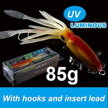 Load image into Gallery viewer, SUNMILE Fishing Soft Lure 20g/60g/80g/100g/120g/150g 15cmm/20cm Luminous/UV Squid Jig Fishing Lures For Sea Fishing Wobbler Bait