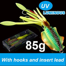 Load image into Gallery viewer, SUNMILE Fishing Soft Lure 20g/60g/80g/100g/120g/150g 15cmm/20cm Luminous/UV Squid Jig Fishing Lures For Sea Fishing Wobbler Bait