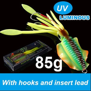 SUNMILE Fishing Soft Lure 20g/60g/80g/100g/120g/150g 15cmm/20cm Luminous/UV Squid Jig Fishing Lures For Sea Fishing Wobbler Bait