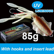 Load image into Gallery viewer, SUNMILE Fishing Soft Lure 20g/60g/80g/100g/120g/150g 15cmm/20cm Luminous/UV Squid Jig Fishing Lures For Sea Fishing Wobbler Bait