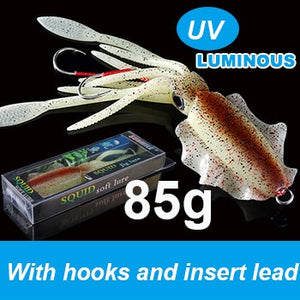 SUNMILE Fishing Soft Lure 20g/60g/80g/100g/120g/150g 15cmm/20cm Luminous/UV Squid Jig Fishing Lures For Sea Fishing Wobbler Bait