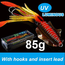 Load image into Gallery viewer, SUNMILE Fishing Soft Lure 20g/60g/80g/100g/120g/150g 15cmm/20cm Luminous/UV Squid Jig Fishing Lures For Sea Fishing Wobbler Bait