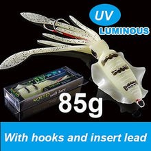 Load image into Gallery viewer, SUNMILE Fishing Soft Lure 20g/60g/80g/100g/120g/150g 15cmm/20cm Luminous/UV Squid Jig Fishing Lures For Sea Fishing Wobbler Bait