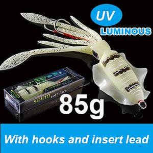 SUNMILE Fishing Soft Lure 20g/60g/80g/100g/120g/150g 15cmm/20cm Luminous/UV Squid Jig Fishing Lures For Sea Fishing Wobbler Bait