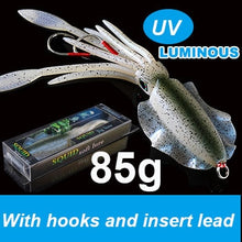 Load image into Gallery viewer, SUNMILE Fishing Soft Lure 20g/60g/80g/100g/120g/150g 15cmm/20cm Luminous/UV Squid Jig Fishing Lures For Sea Fishing Wobbler Bait