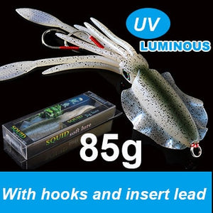 SUNMILE Fishing Soft Lure 20g/60g/80g/100g/120g/150g 15cmm/20cm Luminous/UV Squid Jig Fishing Lures For Sea Fishing Wobbler Bait