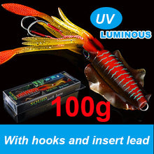 Load image into Gallery viewer, SUNMILE Fishing Soft Lure 20g/60g/80g/100g/120g/150g 15cmm/20cm Luminous/UV Squid Jig Fishing Lures For Sea Fishing Wobbler Bait