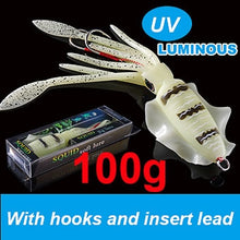 Load image into Gallery viewer, SUNMILE Fishing Soft Lure 20g/60g/80g/100g/120g/150g 15cmm/20cm Luminous/UV Squid Jig Fishing Lures For Sea Fishing Wobbler Bait