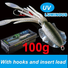 Load image into Gallery viewer, SUNMILE Fishing Soft Lure 20g/60g/80g/100g/120g/150g 15cmm/20cm Luminous/UV Squid Jig Fishing Lures For Sea Fishing Wobbler Bait