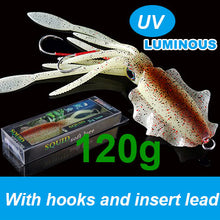 Load image into Gallery viewer, SUNMILE Fishing Soft Lure 20g/60g/80g/100g/120g/150g 15cmm/20cm Luminous/UV Squid Jig Fishing Lures For Sea Fishing Wobbler Bait