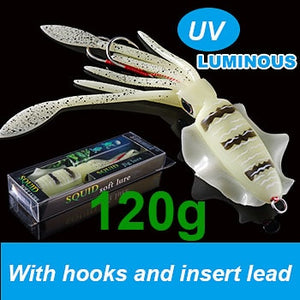 SUNMILE Fishing Soft Lure 20g/60g/80g/100g/120g/150g 15cmm/20cm Luminous/UV Squid Jig Fishing Lures For Sea Fishing Wobbler Bait