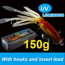 Load image into Gallery viewer, SUNMILE Fishing Soft Lure 20g/60g/80g/100g/120g/150g 15cmm/20cm Luminous/UV Squid Jig Fishing Lures For Sea Fishing Wobbler Bait