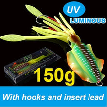 Load image into Gallery viewer, SUNMILE Fishing Soft Lure 20g/60g/80g/100g/120g/150g 15cmm/20cm Luminous/UV Squid Jig Fishing Lures For Sea Fishing Wobbler Bait