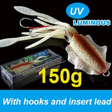 Load image into Gallery viewer, SUNMILE Fishing Soft Lure 20g/60g/80g/100g/120g/150g 15cmm/20cm Luminous/UV Squid Jig Fishing Lures For Sea Fishing Wobbler Bait