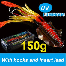 Load image into Gallery viewer, SUNMILE Fishing Soft Lure 20g/60g/80g/100g/120g/150g 15cmm/20cm Luminous/UV Squid Jig Fishing Lures For Sea Fishing Wobbler Bait