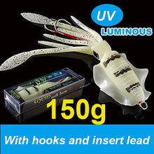 Load image into Gallery viewer, SUNMILE Fishing Soft Lure 20g/60g/80g/100g/120g/150g 15cmm/20cm Luminous/UV Squid Jig Fishing Lures For Sea Fishing Wobbler Bait