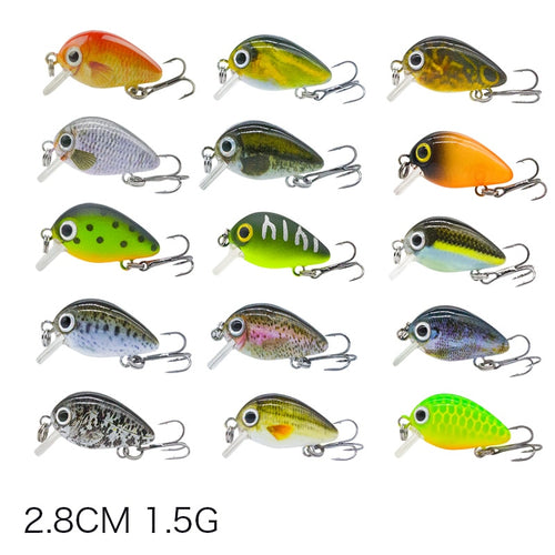 2.8cm Mini Crankbait Fishing Lure 1.5g Realist Fake Fish Floating Fishing Lures Wobbler Tackle pesca 15 Color