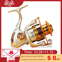 Load image into Gallery viewer, Yumoshi EF1000-7000 12BB 5.2:1 Metal Spinning Fishing Reel Fly Wheel For Fresh/Salt Water Sea Fishing Spinning Reel Carp Fishing